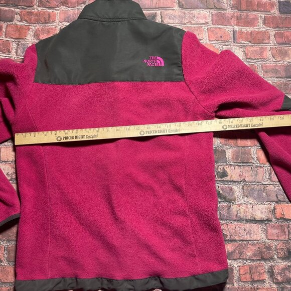 The North Face Denali Jacket Womens MPink Gray Fleece Hooded Full Zip Y2K - Picture 7 of 7